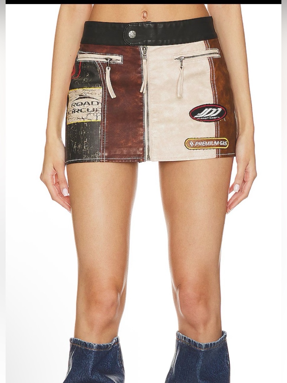 Jaded London Daytona Faux Leather Mini Skirt, featuring a vintage-inspired
